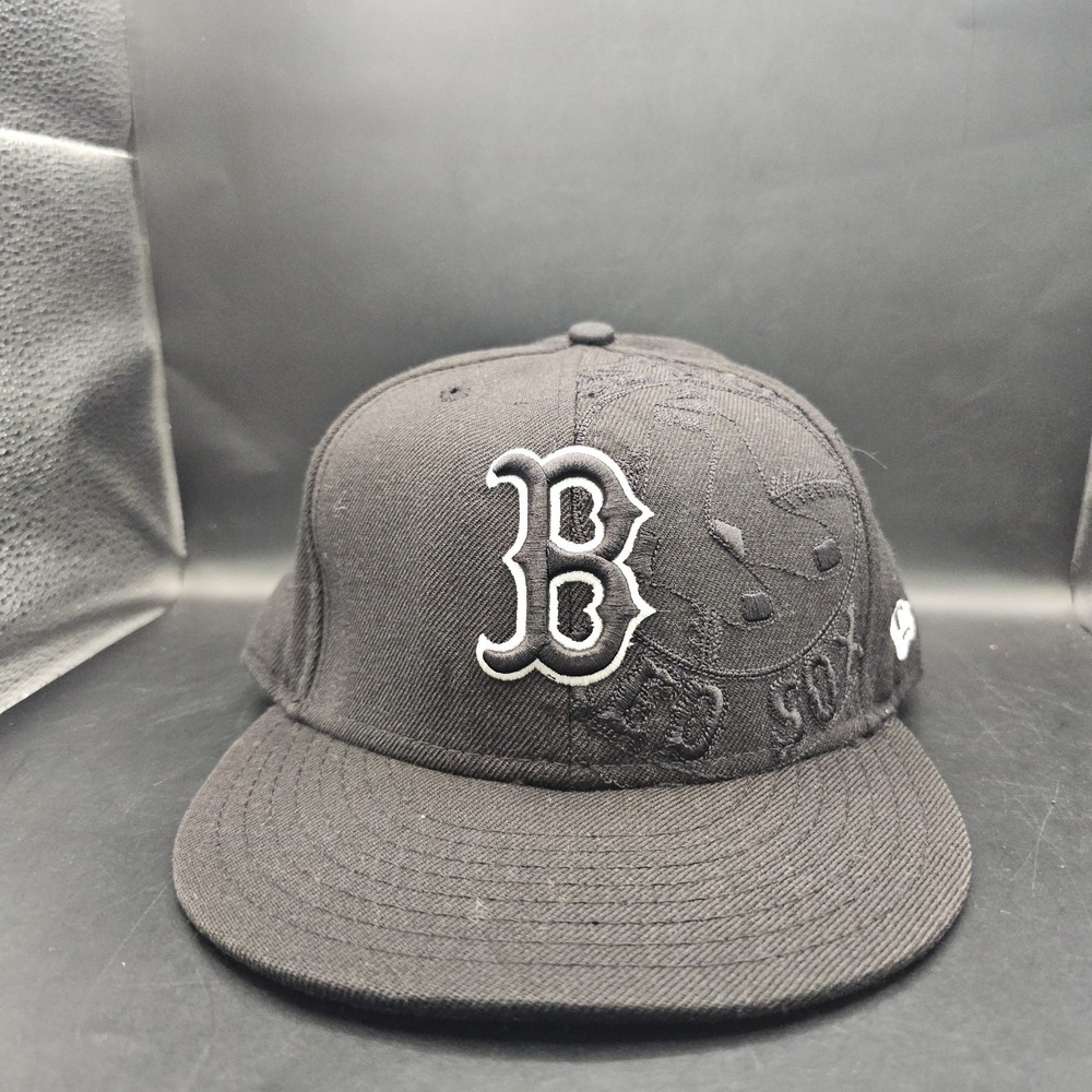 Boston Red Sox Cap Hat Black 7 3/8" Fitted 59FIFTY New Era Embroidered